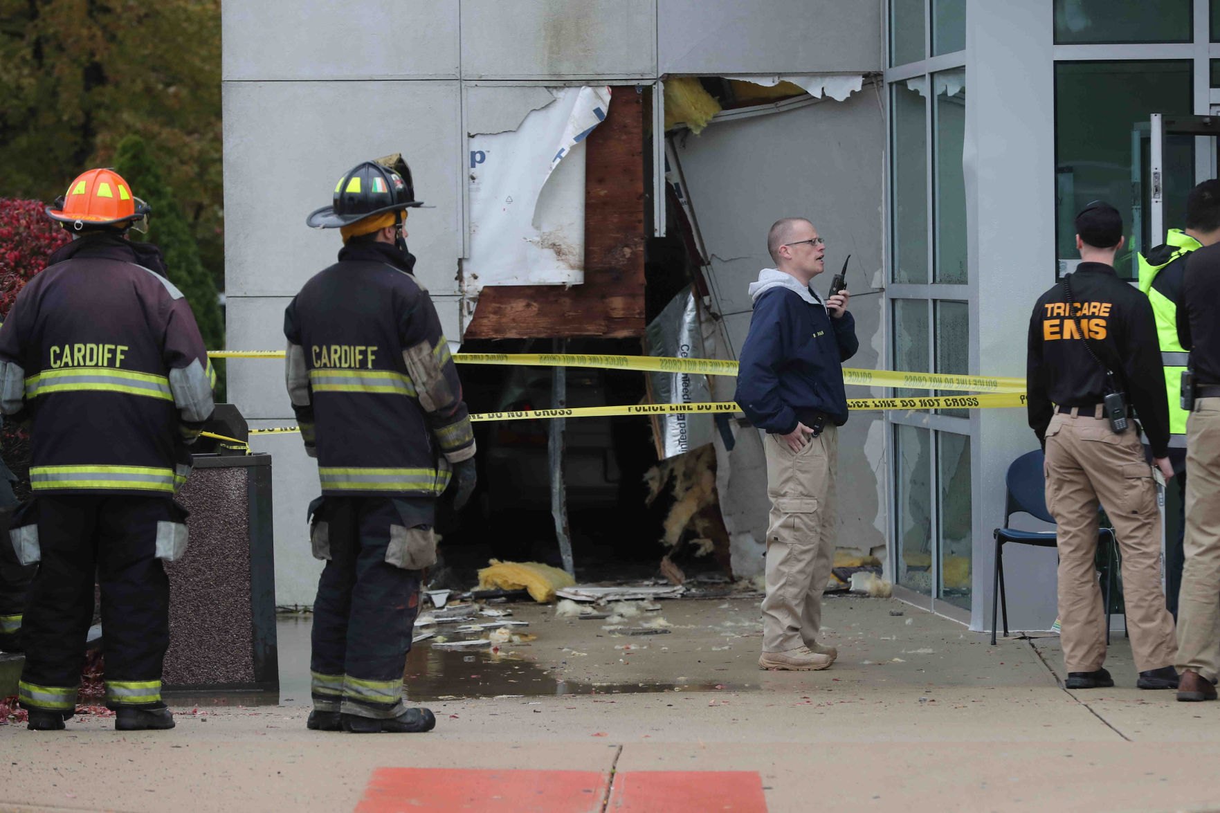 Car crash through Social Security Building